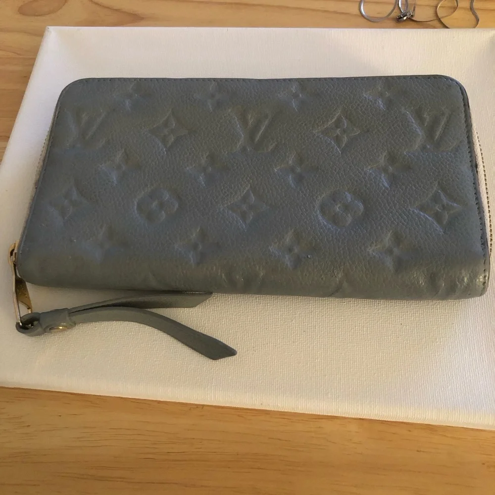 Louis Vuitton Slate Blue Embossed Monogram Zip Wallet